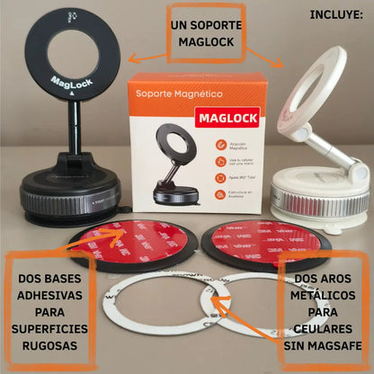 MagLock® | Soporte Magnético 360° con Ventosa de Vacío Ultra Firme