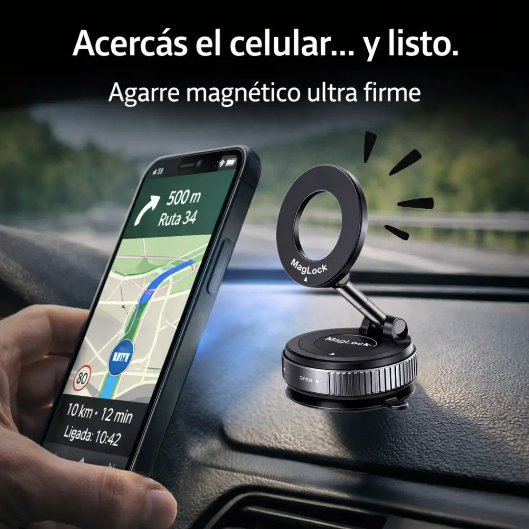 MagLock® | Soporte Magnético 360° con Ventosa de Vacío Ultra Firme